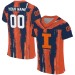 personalized illinois fighting illini striped texture blue jersey best selling