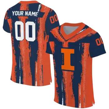 personalized illinois fighting illini striped texture blue jersey best selling