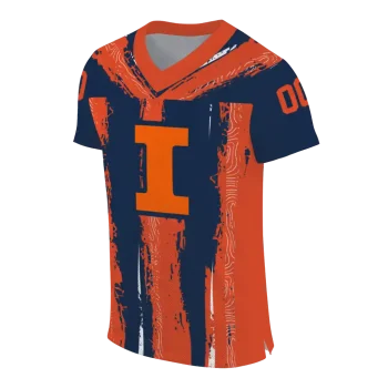 personalized illinois fighting illini striped texture blue jersey fashion forward