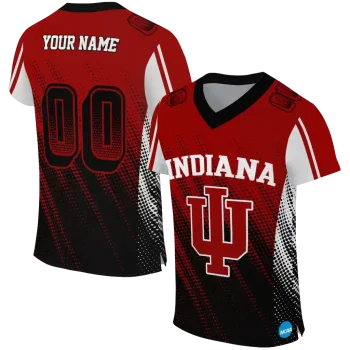personalized indiana hoosiers halftone flow red black jersey best selling