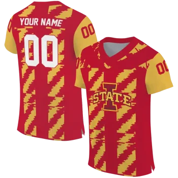 personalized iowa state cyclones stripe block red jersey best selling