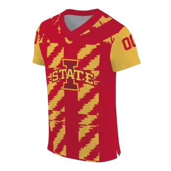 personalized iowa state cyclones stripe block red jersey fashion forward