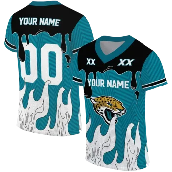 personalized jacksonville jaguars dripping flames teal white jersey best selling