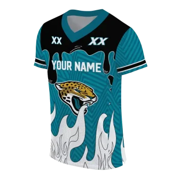 personalized jacksonville jaguars dripping flames teal white jersey fashion forward