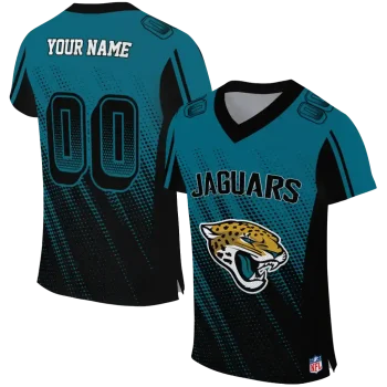 personalized jacksonville jaguars halftone fade teal black jersey best selling