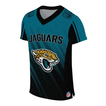 personalized jacksonville jaguars halftone fade teal black jersey fashion forward