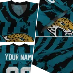 personalized jacksonville jaguars stripe splatter teal jersey best selling