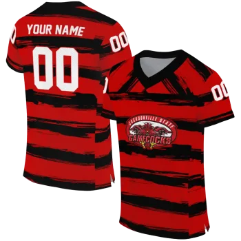 personalized jacksonville state gamecocks art stripe red jersey best selling