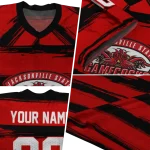 personalized jacksonville state gamecocks art stripe red jersey best selling
