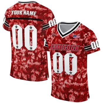 personalized jacksonville state gamecocks camouflage abstract red jersey best selling