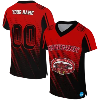 personalized jacksonville state gamecocks halftone flow red black jersey best selling