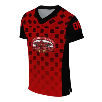 personalized jacksonville state gamecocks stacked rectangle red jersey fashion forward
