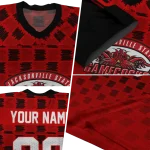 personalized jacksonville state gamecocks stacked rectangle red jersey best selling