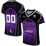 personalized james madison dukes halftone slant purple black jersey best selling