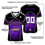 personalized james madison dukes halftone slant purple black jersey best selling