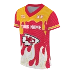 personalized kansas city chiefs dripping flames red white jersey best selling