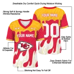 personalized kansas city chiefs dripping flames red white jersey best selling