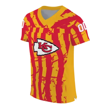 personalized kansas city chiefs stripe splatter red jersey fashion forward