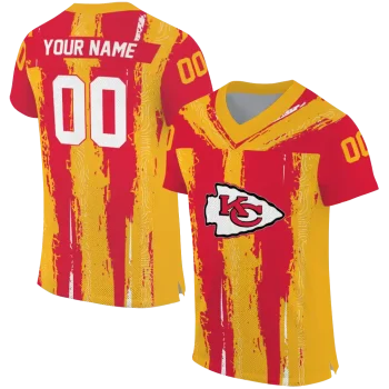 personalized kansas city chiefs striped texture red jersey best selling