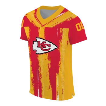 personalized kansas city chiefs striped texture red jersey fashion forward