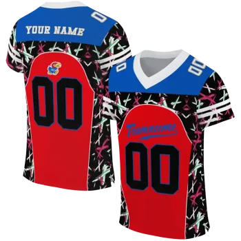 personalized kansas jayhawks brushstroke xs crimson black jersey best selling