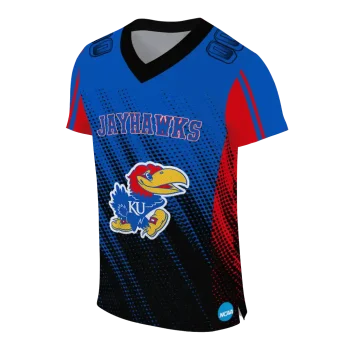 personalized kansas jayhawks halftone flow blue black jersey fashion forward