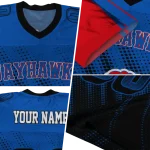 personalized kansas jayhawks halftone flow blue black jersey best selling