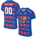 personalized kansas jayhawks layered grids blue jersey best selling