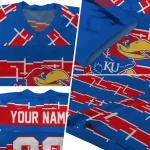personalized kansas jayhawks layered grids blue jersey best selling