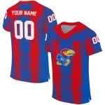 personalized kansas jayhawks rugged stripes blue jersey best selling