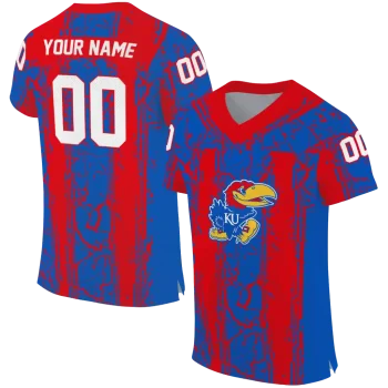 personalized kansas jayhawks rugged stripes blue jersey best selling