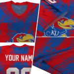 personalized kansas jayhawks rugged stripes blue jersey best selling