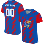 personalized kansas jayhawks stripe block blue jersey best selling