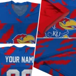 personalized kansas jayhawks stripe block blue jersey best selling