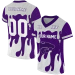 personalized kansas state wildcats dripping flames purple white jersey best selling