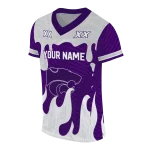 personalized kansas state wildcats dripping flames purple white jersey best selling