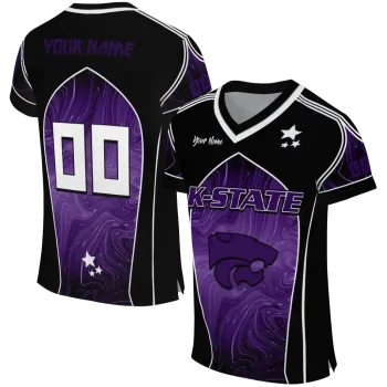 personalized kansas state wildcats halftone slant purple black jersey best selling