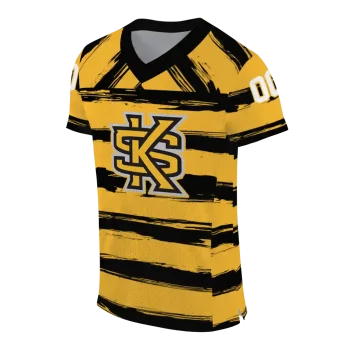 personalized kennesaw state owls art stripe gold jersey fashion forward