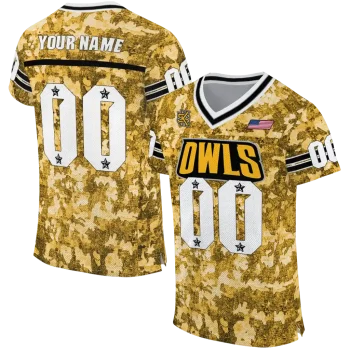 personalized kennesaw state owls camouflage abstract gold jersey best selling