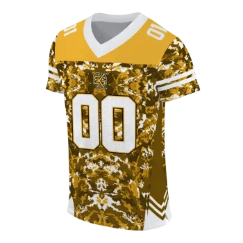 personalized kennesaw state owls mirrored pattern gold jersey fashion forward