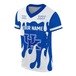 personalized kentucky wildcats dripping flames blue white jersey best selling