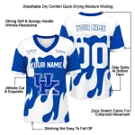 personalized kentucky wildcats dripping flames blue white jersey best selling
