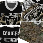 personalized las vegas raiders antler skull camouflage hunting jersey best selling