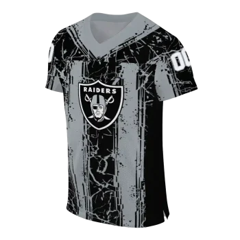 personalized las vegas raiders rugged stripes black jersey fashion forward