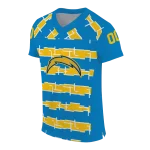 personalized los angeles chargers layered grids blue jersey best selling