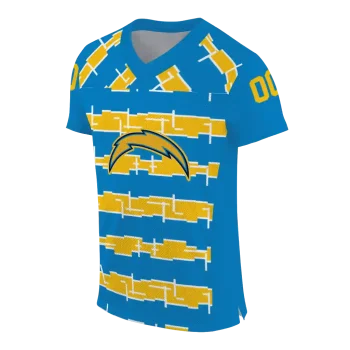 personalized los angeles chargers layered grids blue jersey fashion forward