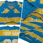personalized los angeles chargers layered grids blue jersey best selling