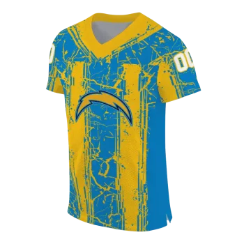 personalized los angeles chargers rugged stripes blue jersey fashion forward