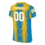personalized los angeles chargers rugged stripes blue jersey best selling