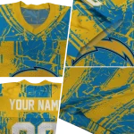 personalized los angeles chargers rugged stripes blue jersey best selling
